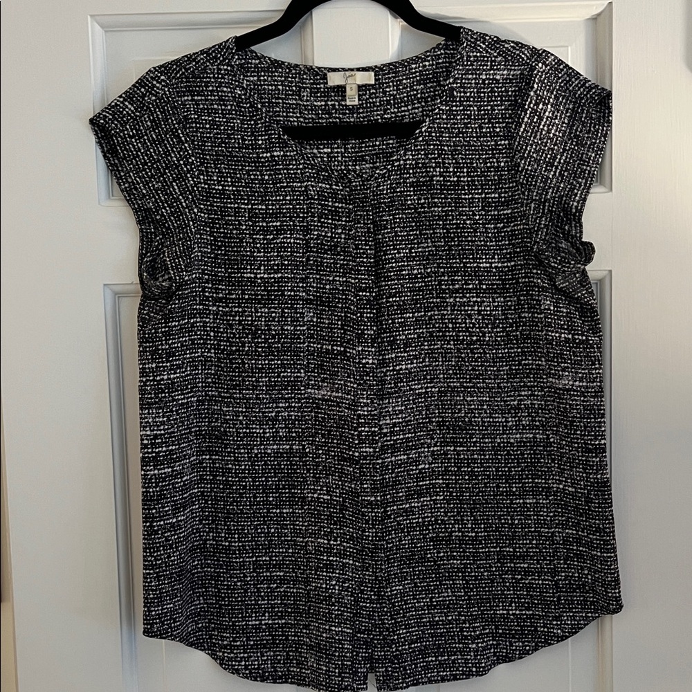 Joie Black and White Textured Blouse